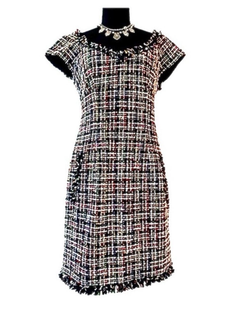 MUSE ~ Black/Multi-Colored Tweed Dress /Functional Pockets Lined size 6